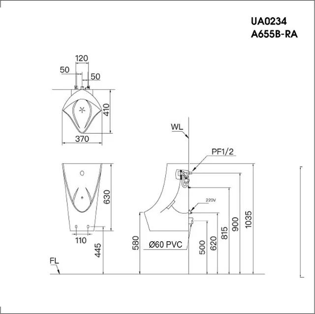 Bồn tiểu nam Caesar UA0234 – ảnh 2