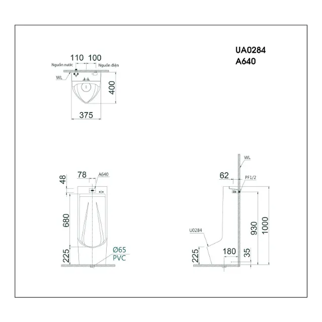 Bồn tiểu nam dạng đứng Caesar UA0284 – ảnh 2