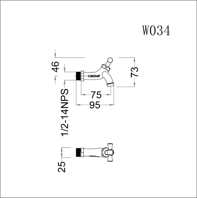Vòi lạnh gắn tường Caesar W034 – ảnh 2