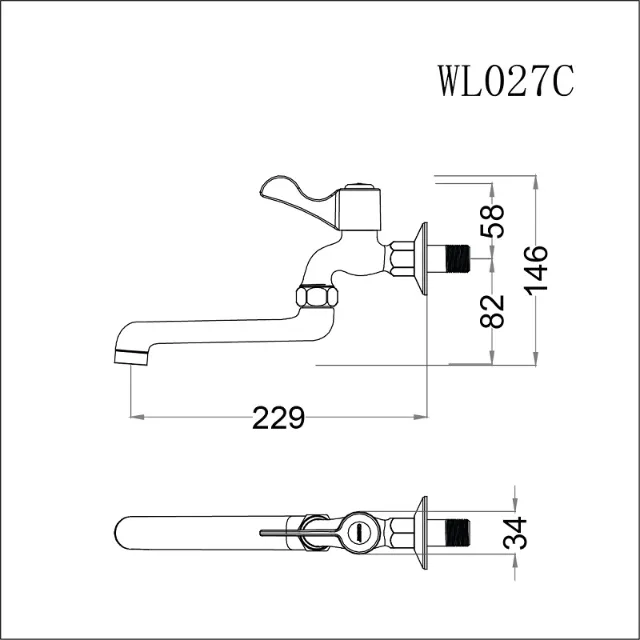Vòi lạnh gắn tường Caesar WL027C – ảnh 2